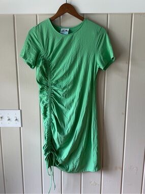Future Collective Green Ruched Side Drawstring Tee Dress, Size M, NWOT
